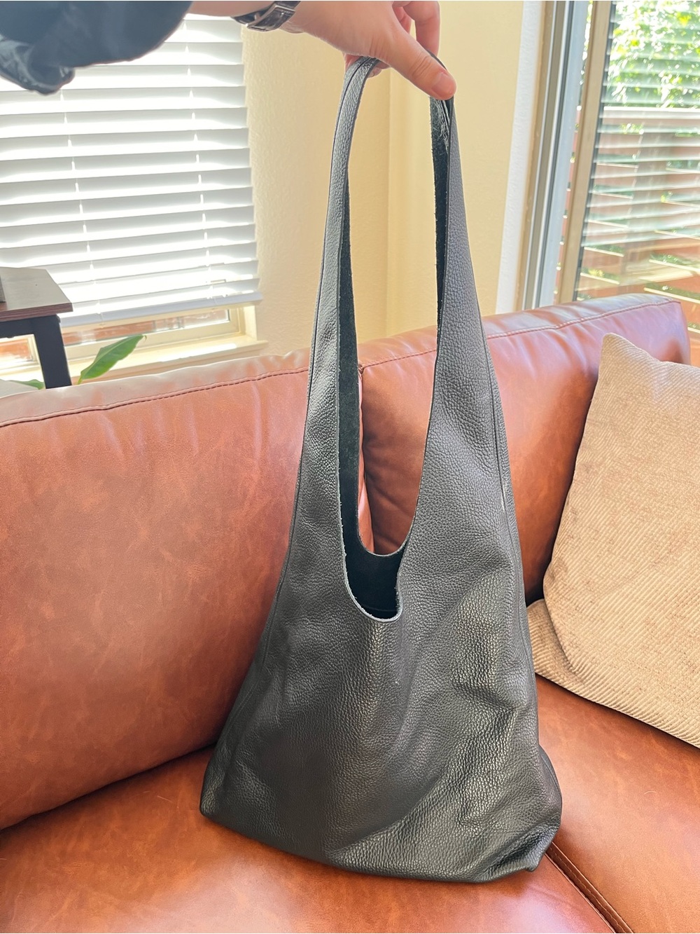 EUC Textured Italian Leather Shopper Tote by Eileen Fisher with Original Bag.